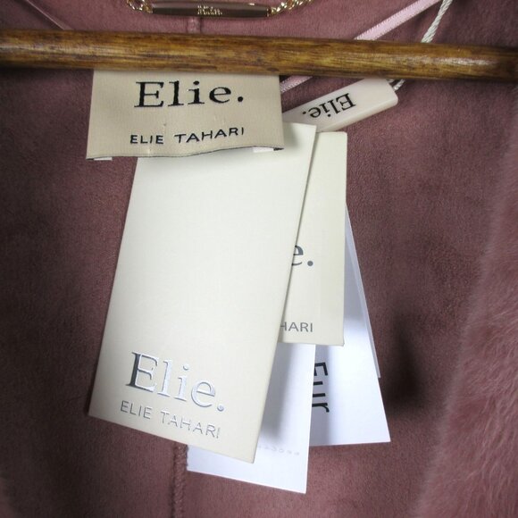 Elie Tahari Womens Mauve Faux Fur Coat Overcoat Size S Midi NWT Classic $298 - Picture 5 of 8